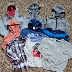 Boys Size 5 Long Sleeve & Hoodie Bundle 9pc Cat & Jack CD Copper Crazy 8 Place